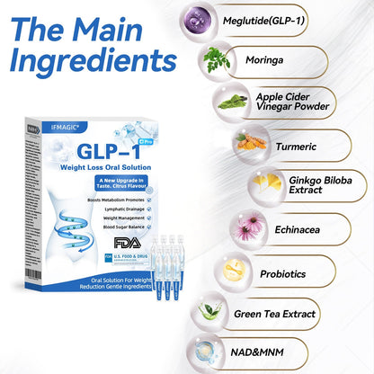 IFMAGIC® GLP-1 Pro Weight Loss Oral Solution✅One dose a day — see results in 7 days👩‍⚕️Suitable for obesity, cardiovascular diseases, diabetes, sleep apnea, high cholesterol and blood lipids, joint problems, and various other conditions🌺